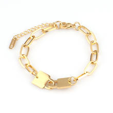 Stainless Steel Chain PadLock Pendant Bracelet for Women Men Chains Link Friendship Gifts Bracelets Vintage Lock Chain Polished 2024 - buy cheap