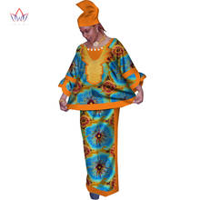 Traditional African Clothing Bazin Riche Dress with Headscarf 2 Pieces Set Tops & African Print Skirt Plus Size 6XL WY199 2024 - buy cheap