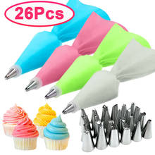 8/26Pcs/Set Silicone Pastry Bag Tips Kitchen Cake Icing Piping Cream Cake Decorating Tools Reusable Pastry Bags+24 Nozzle Set 2024 - купить недорого