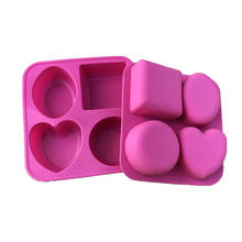 4 Cavities Silicone Soap Mold Round Oval Heart Square Shape Handmade Soap Mold for Making Soap Portable Unique Soap Making Tools 2024 - buy cheap