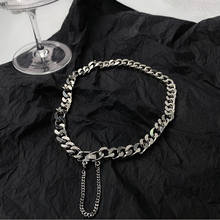 Ожерелье в стиле хип-хоп унисекс с подвеской, металлическая винтажная цепочка в стиле панк, изящный юбилейный подарок, простая цепь для свитера 2024 - купить недорого