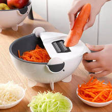 Mandoline girar cortador de legumes multifunções com cesta drenagem cebola batata frutas triturador ralador slicer cozinha 2024 - compre barato