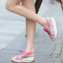 Sandálias femininas casuais de malha, sapatos de verão, plataforma peep toe, sandálias femininas wsh3285 2024 - compre barato