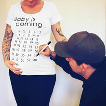 Camiseta de maternidade estampa para o bebê, roupa de maternidade para grávidas, camiseta curta para fotos, sessão de fotos, tamanho grande 2024 - compre barato