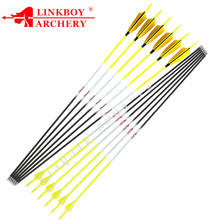 6pcs Linkboy Archery Carbon Arrows Spine 600 700 800 900 ID4.2mm 30'' 3inch Turkey Feather Nock 80gr Points LongBow Hunting 2024 - buy cheap