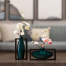 2 Pcs/set Chinese Classic Ceramics Vases Square Frame Flower Insert Dried Floral Desktop Porcelain Vase Vintage Home Decor 2024 - buy cheap