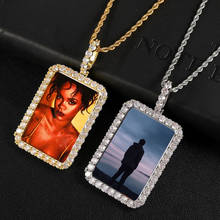 Хип-хоп квадратное индивидуальное фото Iced Out Bling солидное ожерелье с фианитом AAA и подвеской для мужчин ювелирные изделия 2024 - купить недорого