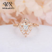 Vintage Fashion Silver Citrine Gemstone Wedding Engagement Rose Gold Hollowing Out Ring Wedding Fine Jewelry Wholesale 2024 - buy cheap