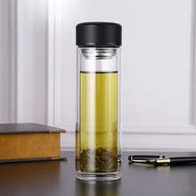 Taza de vidrio de borosilicato de alta calidad, vaso de té de doble capa para negocios, para coche y oficina, botellas de agua transparentes de regalo 2024 - compra barato