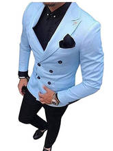 Handsome Double-Breasted Groomsmen Peak Lapel Groom Tuxedos Men Suits Wedding/Prom Best Man Blazer ( Jacket+Pants+Tie) B309 2024 - buy cheap