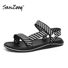 Sandalias con estilo de gladiador romano para hombre, zapatos masculinos de hilo abierto, informales, transpirables, de estilo romano para el verano 2024 - compra barato