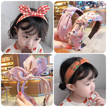 3 Pcs/Set Children Cute Colors Printed Lattice Stripes Hair Hoop Hairbands Girls Lovely Bow Ears Headbands Kids Hair Accessories 2024 - buy cheap