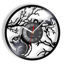 Reloj de pared con diseño moderno de ardillas, decoración del hogar de animales del bosque, ardillas en un árbol, disco de vinilo Vintage 2024 - compra barato