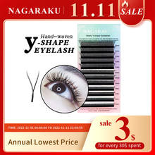 NAGARAKU YY shape hand woven premium mink soft light natural eyelashes extension makeup mesh net cross false eyelash individual 2024 - купить недорого