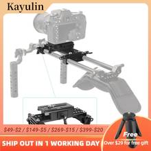Kayulin placa base manfrotto placa de liberação rápida conectar adaptador com dupla 15mm haste braçadeira para dslr kit gaiola câmera 2024 - compre barato
