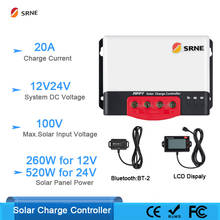 Controlador de carga Solar MPPT automático, 12V, 24V, 20A, para baterías de litio, cargador regulador solar PV con BT-2, LCD 2024 - compra barato