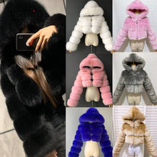 Echoine Women Winter Faux Fur crop Jacket Furry Cropped teddy Coats Jackets Fluffy Top Coat with Hooded manteau Plue size 5XL 2024 - buy cheap