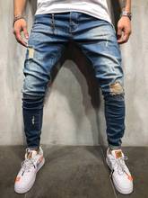 Men's Punk Skinny Jeans Slim Denim Pants Pencil Denim Trousers 2022 Pants Men Skinny Ripped Hole Patchwork Jeans Streetwear 2024 - buy cheap