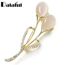 Dalaful Fashion Tulip Flower Brooch Pin Rhinestone Crystal Opal Stone Exquisite Garment Accessories Brooches For Women Z074 2024 - buy cheap