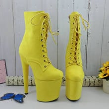 Leecabe-Botas de plataforma de tacón alto para Pole Dance, botines de ante amarillo de 20CM/8 pulgadas, Punta cerrada 2024 - compra barato