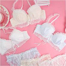 Japanese Sexy Lace Bra And Panty Set Bow Underwire Push Up Bra Brief Thong For Women Underwear Sweet Cute Lingerie Intimates 2024 - buy cheap