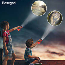 Besegad милый кавайный мультяшный динозавр, светодиодный фонарик, проектор, развивающая игрушка для детей, Рождественский подарок на день рождения 2024 - купить недорого