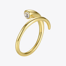 ENFASHION-anillo con forma de bobinado para mujer, sortija con apertura de cristal curvo, Color dorado, accesorios, joyería para dedo, regalos, R194010 2024 - compra barato