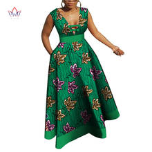 Женские платья в африканском стиле с вощеным принтом Bazin Riche, вечерние длинные платья с v-образным вырезом, одежда в африканском стиле, WY4176 2024 - купить недорого