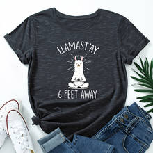 Funny Llama Social Distance Shirt Women's Graphic Tees Cotton Short Sleeve T Shirt Tops Female Summer Casual Clothes 2024 - buy cheap