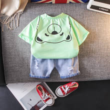 IENENS/детская одежда с короткими рукавами детские футболки для мальчиков + шорты, Костюм хлопковый спортивный костюм для малышей От 1 до 4 лет комплекты одежды для малышей 2024 - купить недорого