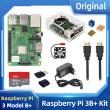 Original Raspberry Pi 3 Model B+ Kit  + Acrylic Case + Power Adapter + 32 64GB SD Card + Heatsink for Raspberry Pi 3 B+ 2024 - buy cheap