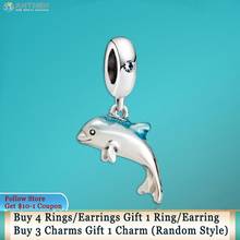 Ahthen 925 Sterling Silver Shimmering Dolphin Dangle Charms fit Original Pandora Bracelets for Women Jewelry Making Girl Gift 2024 - buy cheap