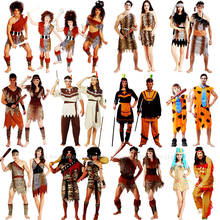 Halloween Adult Aboriginal Indian Primitive Man Party Cosplay Costume Women Men Leopard Viking Savage Robes Dress Stage Suit Set 2024 - buy cheap