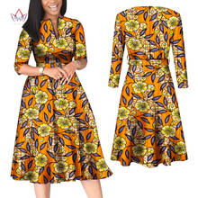 Платье женское хлопковое с длинным рукавом и принтом в африканском стиле, WY7886 2024 - купить недорого