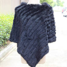 Women Genuine Real fur shawl Knitted Rabbit Fur Poncho Wrap scarves female natural rabbit fur Shawl triangle Cape pashmina 2024 - buy cheap