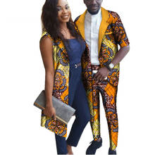 African Couple Clothing Woman Long Vest and Man Suit Set Customizable Print Cotton Couples Matching Clothing for Lover WYQ153 2024 - buy cheap