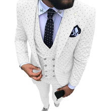 Смокинги Thorndike мужские на одной кнопке в белый горошек, смокинги для жениха, шаль с отворотом, мужские костюмы для свадьбы, выпускного (куртка + брюки + жилет + галстук) 2024 - купить недорого