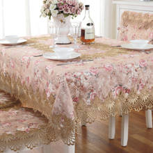 Mantel de Jacquard satinado para mesa de comedor, cubierta de lujo bordada de Europa, de encaje de flores, para mesita de noche, mueble de Tv antipolvo 2024 - compra barato