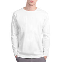 2021 Мужская футболка с длинным рукавом чистый цветной хлопок культуры Футболка Длинная футболка с круглым вырезом футболки 2024 - купить недорого