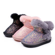 Botas de inverno impermeáveis para meninas, sapatos de neve para crianças pequenas, manter aquecido para meninas, sapatos de marca com cabelo de coelho, 2020 2024 - compre barato