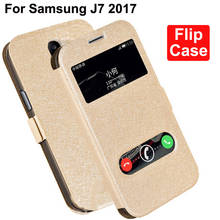 Phone Case For Samsung galaxy J7 2017 case shell open window leather case For Samsung J730F J7pro back cover J7 pro flip cases 2024 - buy cheap