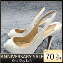 Women Stiletto Thin High Heel Sandals Sexy Slingback Peep Toe White Patent Party Bridals Ball Lady Shoes 2024 - buy cheap