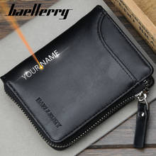 Baellerry Men Wallets Name Engraving Zipper Short PU Leather Card Holder High Quality Male Purse Coin Holder Men Wallet Carteria 2024 - buy cheap