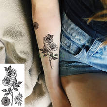 Pegatina de tatuaje temporal a prueba de agua, tatuajes falsos de flores rosas, tatuaje Flash, mano, pierna, brazo para niños, hombres, mujeres y niños 2024 - compra barato