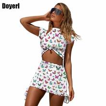 Crop Top and Skirt Two Piece Set Summer Sexy Women Two Piece Outfits Party Club Matching Sets Print Bodycon 2 Piece Skirt Set 2024 - buy cheap