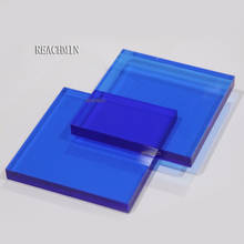 Lâmina de acrílico transparente, placa de acrílico acrílico transparente azul extrudado de 3mm 5mm 8mm com espessura 200*200mm 2024 - compre barato