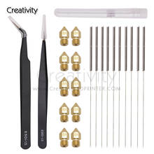 Creativity 22PCS 3D Printer Nozzle and Cleaning Kit 0.4 Mm Mk8 V6  Nozzles  Tweezers Tool Kit Stainless Steel Cleaning needle 2024 - buy cheap