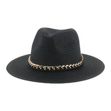 women's hat men caps wide brim khaki black men caps panama band belt chain straw outdoor summer sun beach hats gorras para mujer 2024 - buy cheap