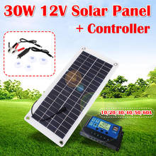 Kit de painel solar, células solares de 30w, 12v, faça você mesmo, carregamento de bateria com controle de 10/20/30/40/50/60a para telefone, iate, uso externo 2024 - compre barato