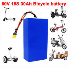 60V 16S8P 30Ah 18650 литиевая батарея пакет 750W 1000W 1800W вагонетки с противовесом Электрический велосипед Скутер батареи для трицикла с 30A BMS 2024 - купить недорого